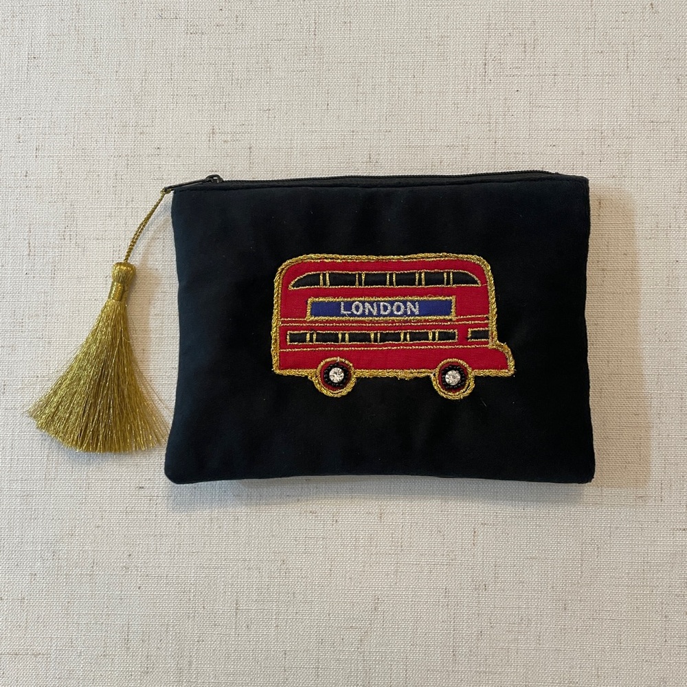➡️ Black Pouch with Red London Bus Design